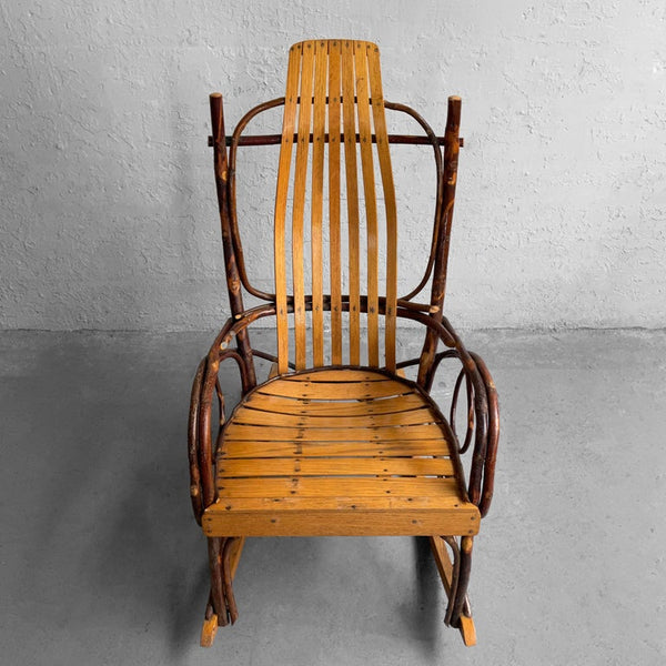 VIntage Rustic Primitive Craftsman Adirondack Twig Rocking Chair