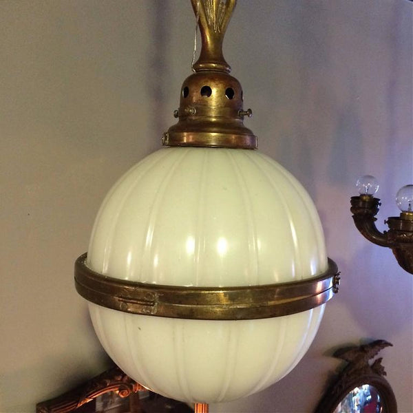 Vintage Pendant Light with Cut Glass Globe, Small Gold Hanging Pendant –  Peoria Architectural Salvage