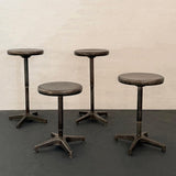 Industrial Adjustable Brushed Steel Swivel Pedestal Stools