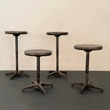 Industrial Adjustable Brushed Steel Swivel Pedestal Stools