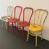 Set Of Four Industrial Painted Steel Café Dining Chairs