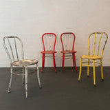 Set Of Four Industrial Painted Steel Café Dining Chairs