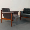 Mid-Century Modern Walnut And Chenille Upholstered Lounge Chair