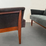 Mid-Century Modern Walnut And Chenille Upholstered Lounge Chair