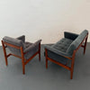 Mid-Century Modern Walnut And Chenille Upholstered Lounge Chair