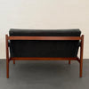 Mid-Century Modern Walnut And Chenille Upholstered Loveseat Settee