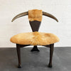 Rustic Mid-Century Horn Back Cowhide Accent Chair