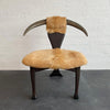 Rustic Mid-Century Horn Back Cowhide Accent Chair