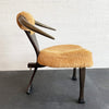 Rustic Mid-Century Horn Back Cowhide Accent Chair