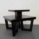 Art Deco Black Lacquered Tiered Side Table In The Style Of Paul Frankl