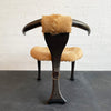 Rustic Mid-Century Horn Back Cowhide Accent Chair