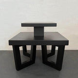 Art Deco Black Lacquered Tiered Side Table In The Style Of Paul Frankl