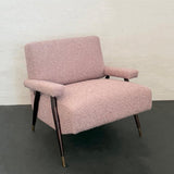 Mid-Century Modern Bouclé Upholstered Maple Lounge Chair