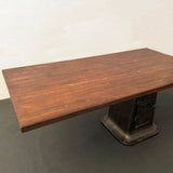 Custom Industrial Maple And Cast Iron Cantilever Table