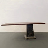 Custom Industrial Maple And Cast Iron Cantilever Table