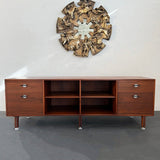 Mid-Century Modern Walnut Credenza Bookcase With Y Pulls By Jens Risom