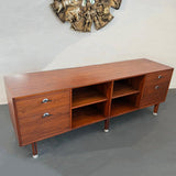 Mid-Century Modern Walnut Credenza Bookcase With Y Pulls By Jens Risom