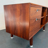 Mid-Century Modern Walnut Credenza Bookcase With Y Pulls By Jens Risom