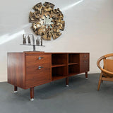 Mid-Century Modern Walnut Credenza Bookcase With Y Pulls By Jens Risom