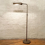 Mid-Century Adjustable Brass Library Reading Floor Lamp