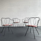 Mid-Century Modern Wrought Iron Dining Chairs Attributed To Tony Paul