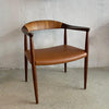 Danish Modern Rosewood Leather Chair After Hans J. Wegner