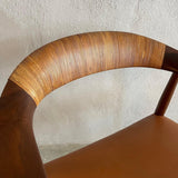 Danish Modern Rosewood Leather Chair After Hans J. Wegner