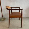 Danish Modern Rosewood Leather Chair After Hans J. Wegner