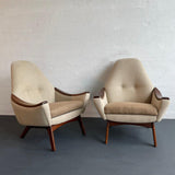 Mid-Century Modern High-Back Upholstered Lounge Chairs By Adrian Pearsall