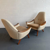 Mid-Century Modern High-Back Upholstered Lounge Chairs By Adrian Pearsall