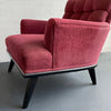 Hollywood Regency Upholstered Walnut Lounge Armchairs