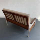 Mid-Century Modern Walnut Loveseat Sofa By Steelcase