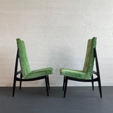 Pair Of Mid-Century Modern Highback Accent Chairs