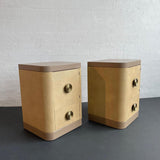 Art Deco Leather Faux Shagreen Night Stands By Gilbert Rohde