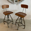 Pair Of Industrial Adjustable Drafting Stools By Toledo Metal Furniture Co.