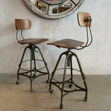 Pair Of Industrial Adjustable Drafting Stools By Toledo Metal Furniture Co.