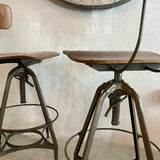 Pair Of Industrial Adjustable Drafting Stools By Toledo Metal Furniture Co.