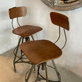 Pair Of Industrial Adjustable Drafting Stools By Toledo Metal Furniture Co.