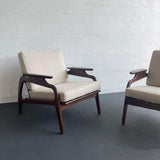 Adrian Pearsall Style Mid-Century Modern Sculptural Walnut Lounge Chairs