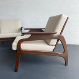 Adrian Pearsall Style Mid-Century Modern Sculptural Walnut Lounge Chairs