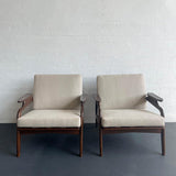 Adrian Pearsall Style Mid-Century Modern Sculptural Walnut Lounge Chairs