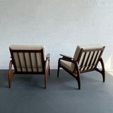 Adrian Pearsall Style Mid-Century Modern Sculptural Walnut Lounge Chairs