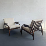 Adrian Pearsall Style Mid-Century Modern Sculptural Walnut Lounge Chairs