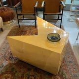 Pair Goat Skin Triangular Modular Coffee Side Tables By Aldo Tura