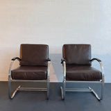 Art Deco Cantilevered Chrome Springer Lounge Chairs By Wolfgang Hoffmann