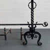 Arts And Crafts Three Piece Wrought Iron Andirons Set