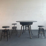 Custom Industrial Round Slate Maple And Cast Iron Table