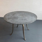 Custom Industrial Round Slate Maple And Cast Iron Table