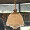 Art Deco Milk Glass Brass Pendant Light