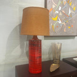 Large Italian Mid-Century Modern Orange Art Pottery Table Lamp